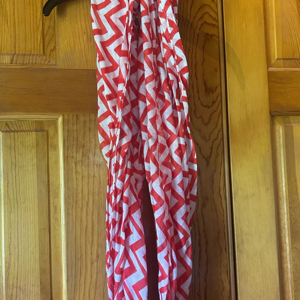 Red and White Chevron Scarf
